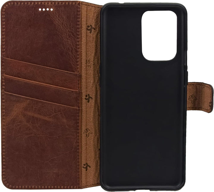 Suncase Book-Style Hülle kompatibel mit Xiaomi Redmi Note 12 Pro 5G Leder Tasche (Slim-Fit) Lederhül
