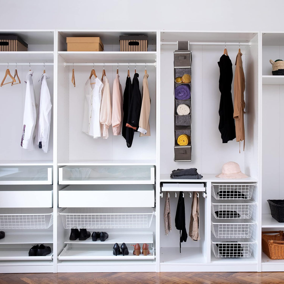 Relaxdays Hängeregal Kleiderschrank, 7 Fächer, Stoff, HxBxT: 106 x 16,5 x 31 cm, 2 Schübe, Kleideror