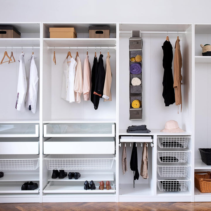 Relaxdays Hängeregal Kleiderschrank, 7 Fächer, Stoff, HxBxT: 106 x 16,5 x 31 cm, 2 Schübe, Kleideror