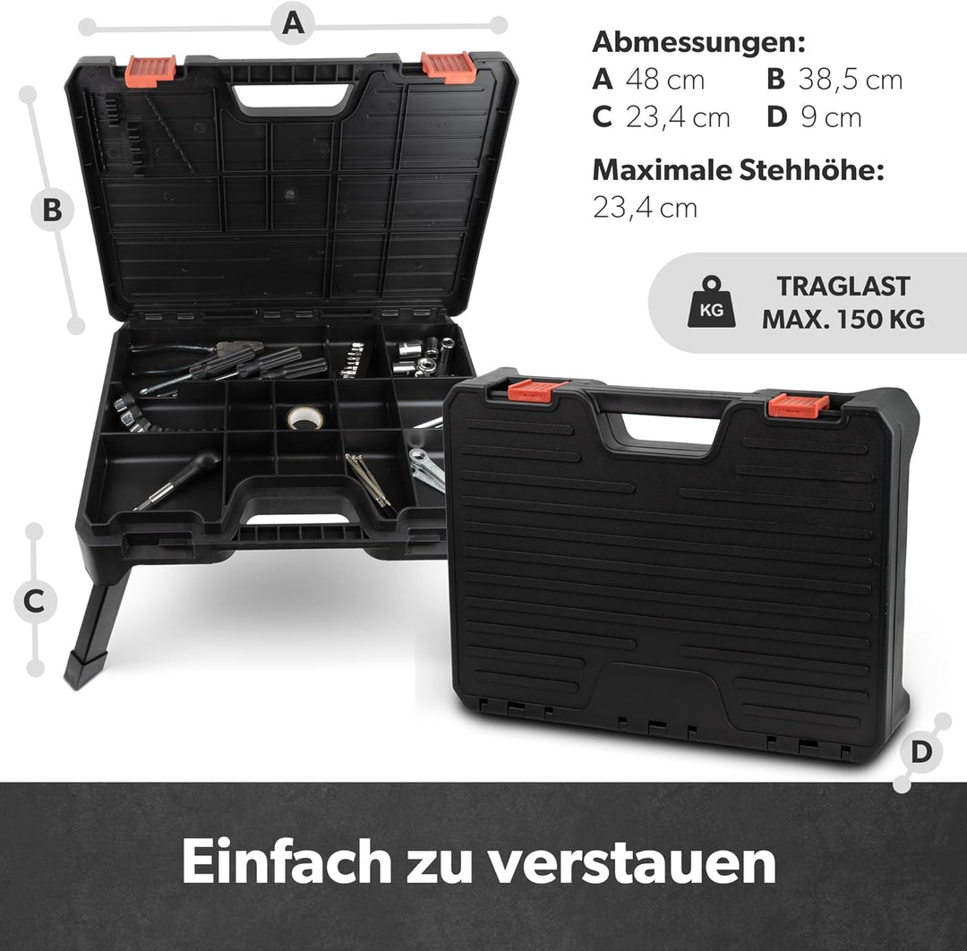 siwitec Multi-Funktions-Klapptritt mit Aufbewahrungsbox bis zu 150 kg belastbar, 2 in 1 tragbarer Kl