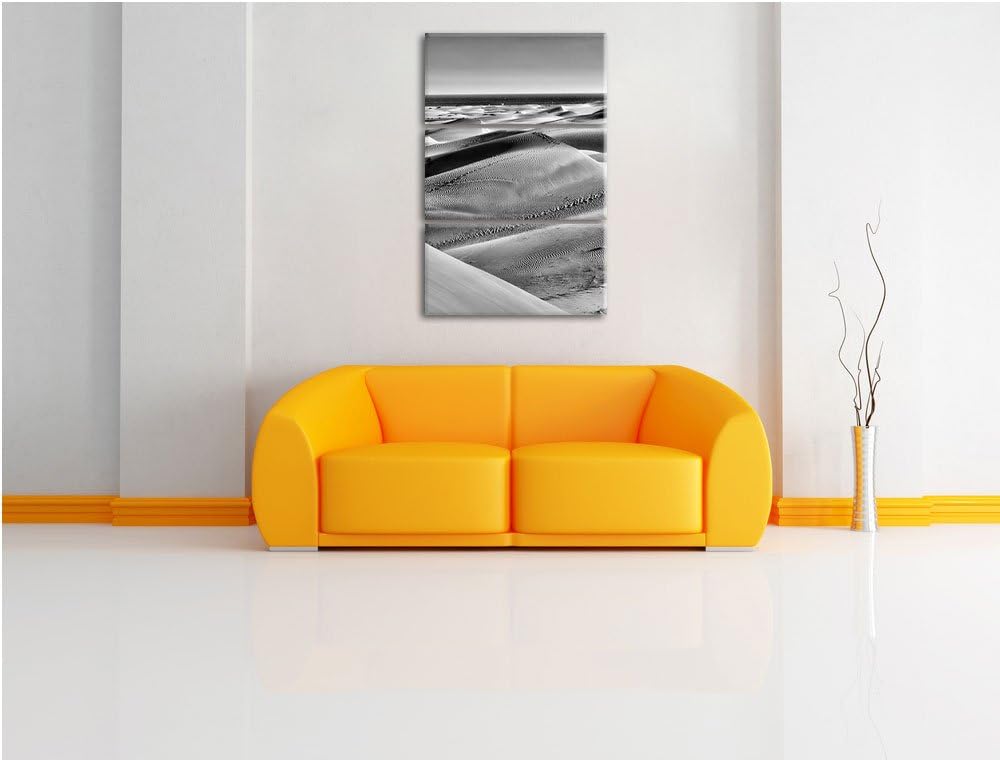 Pixxprint Wüste am Meer als Leinwandbild/Grösse: 3 Teilig (120x80) cm/Wandbild/Kunstdruck/fertig bes