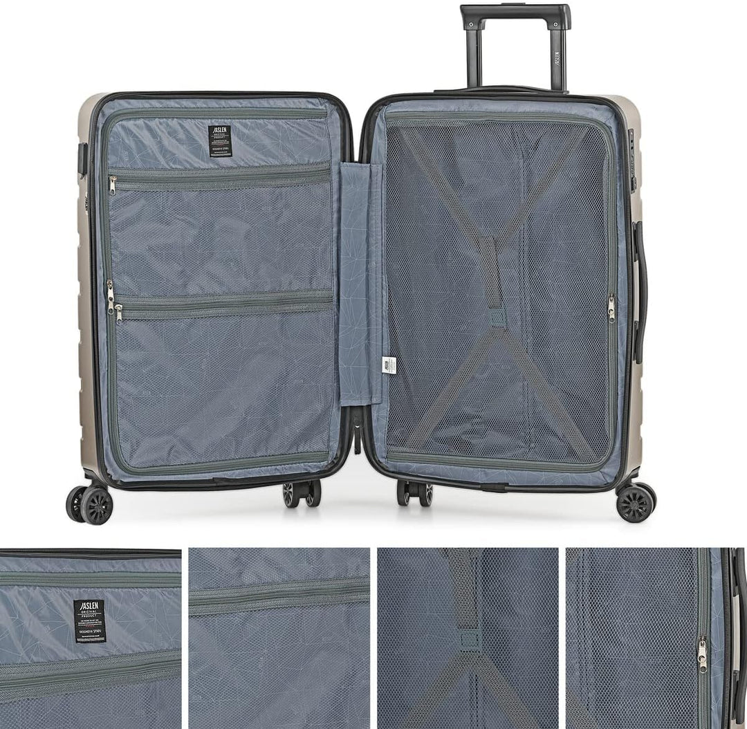 JASLEN - Koffer Mittelgross - ABS Hochwertiger und Stabiler Reisekoffer mit Rollen - Koffer Mittelgr