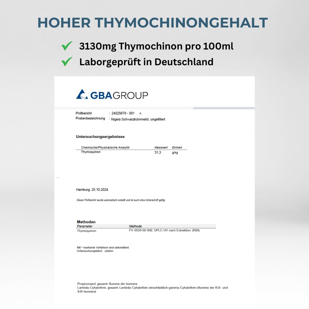 Nigela BIO Schwarzkümmelöl ungefiltert - Hoher Thymochinongehalt in 100% lichtgeschützer Keramikflas