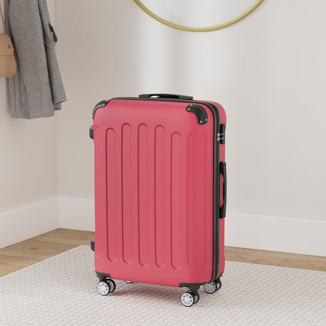 BEIBYE Zwillingsrollen Hardcase Reisekoffer Koffer Trolleys Hartschale in XL-L-M in 14 Farben (Rot,