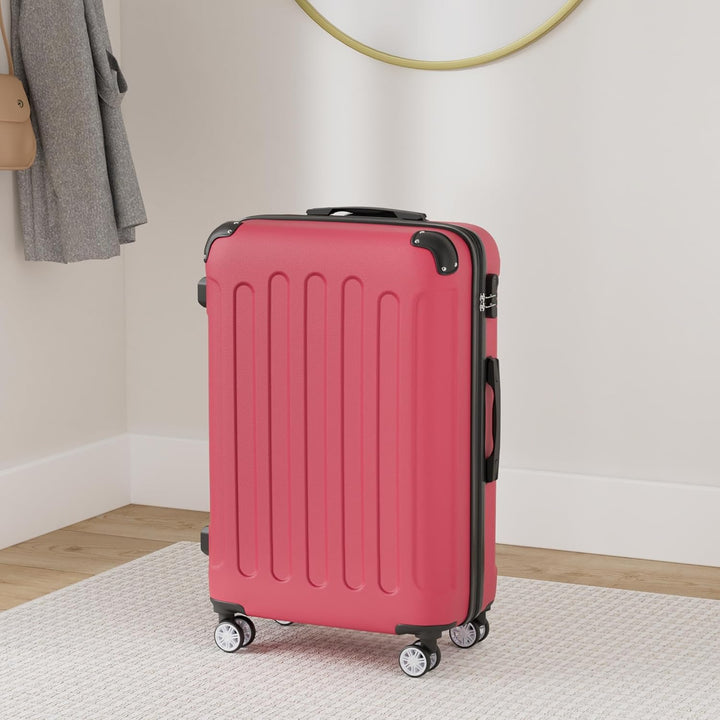 BEIBYE Zwillingsrollen Hardcase Reisekoffer Koffer Trolleys Hartschale in XL-L-M in 14 Farben (Rot,