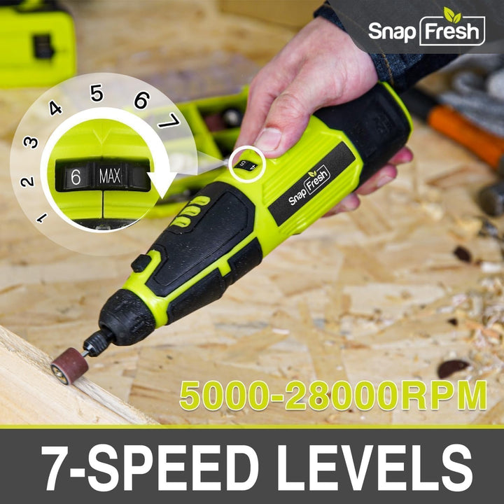 SnapFresh Multifunktionswerkzeug 12V Akku Rotationswerkzeug-Set mit 7 Variable Drehzahl 5000-28000U/