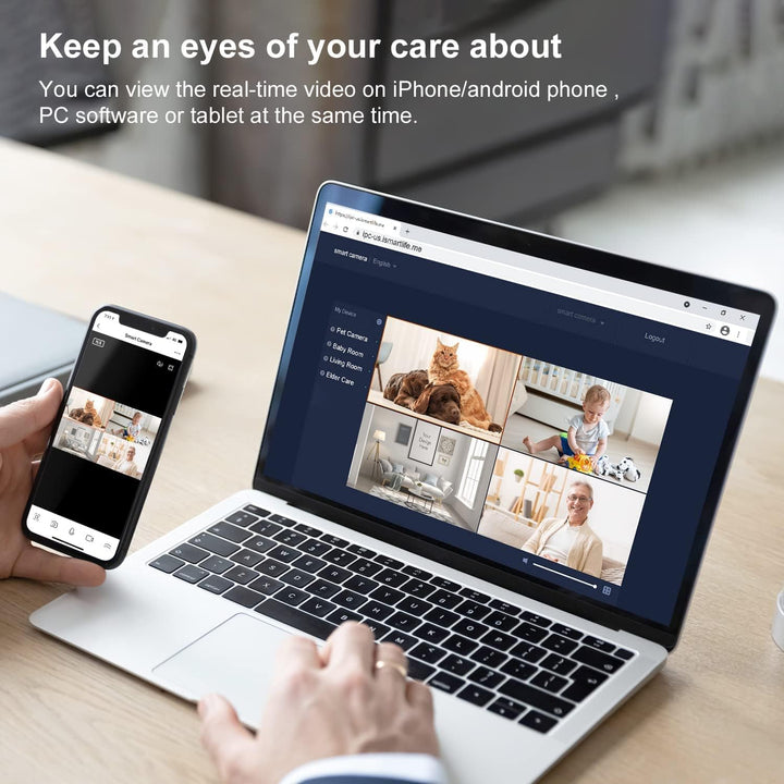 Little elf Überwachungskamera, Litokam 2K Babyphone mit Kamera mit Bewegungserkennung, Nachtsicht, 2