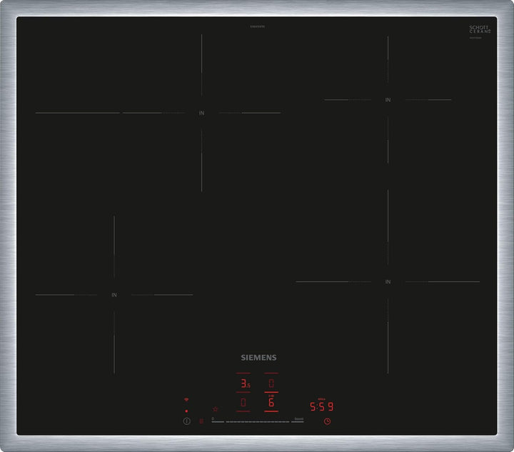 Siemens EH645HFB1E iQ300, Smartes Induktionskochfeld, 60 cm, Schwarz, Mit Rahmen aufliegend, TouchSl