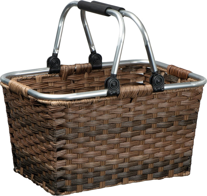 Rattan Einkaufskorb individuelle Einfärbung mit hochwertigem gepolstertem Aluminium Klapphenkel Shop