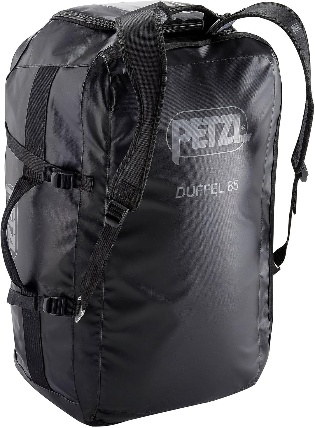 Petzl Duffel 85 Mittelgrosse Transporttasche aus TPU Plane und Polypropylen in der Farbe Schwarz 85