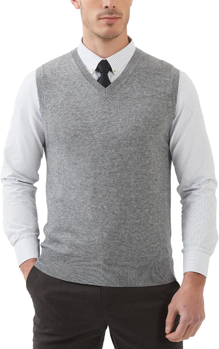 Kallspin Herren Pullunder-Strickweste aus Wollmischung V Hals Ärmellos S Hellgrau, S Hellgrau