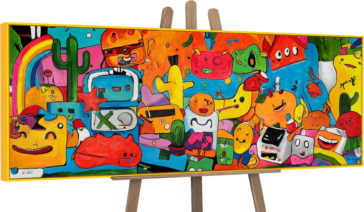 YS-Art Pop Art Abstrakt Acryl Gemälde auf Leinwand Farbenfrohe Welt handgemalt Wandbilder Wohnzimmer