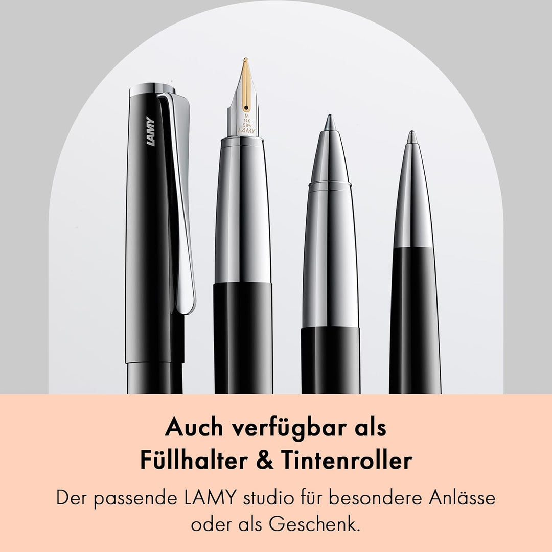 LAMY studio Premium Kugelschreiber 268 aus Edelstahl in schwarz glänzendem Lack-Finish, propellerför