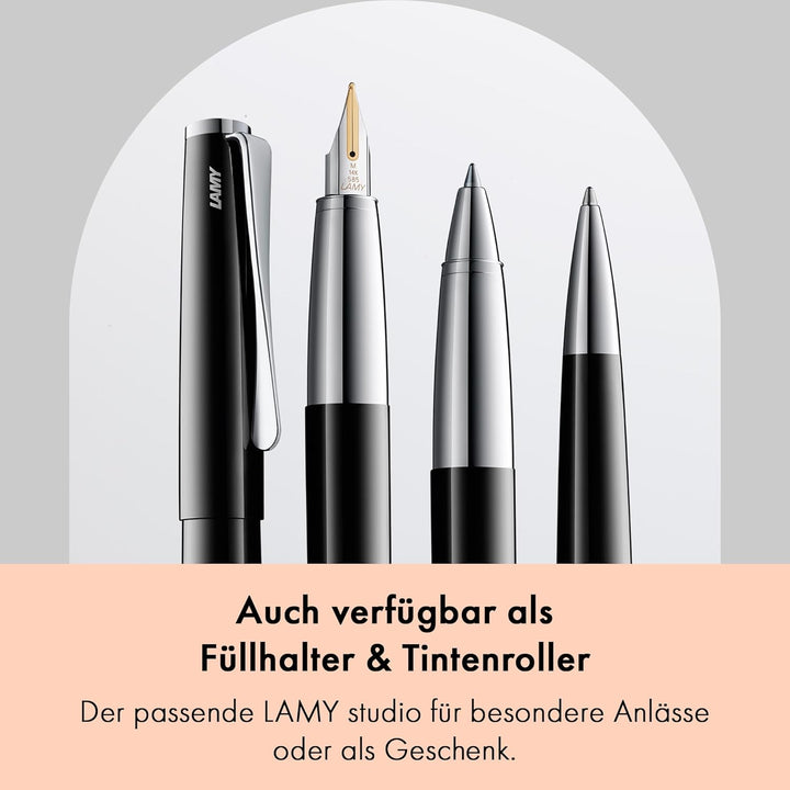 LAMY studio Premium Kugelschreiber 268 aus Edelstahl in schwarz glänzendem Lack-Finish, propellerför