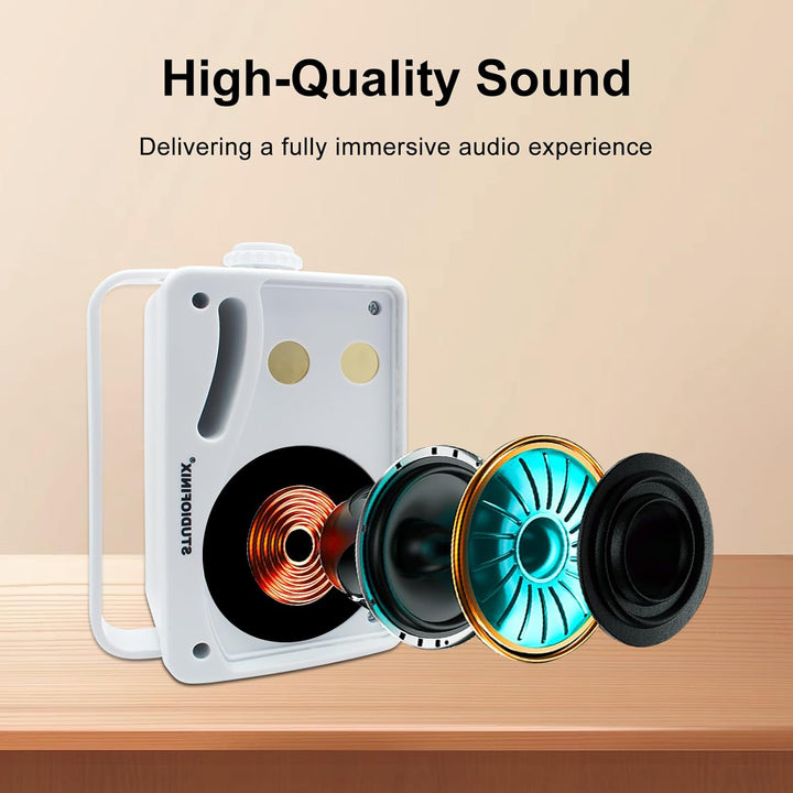STUDIOFINIX Outdoor-Bluetooth-Lautsprecher -3,5 Zoll Paar 3-Wege 200W, Wandhalterung wasserdicht Mar
