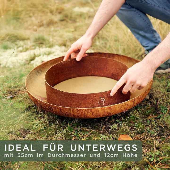 WALDWERK Design Feuerschale - Feuerschalen fĂŒr den Garten - Feuerstelle aus 2mm dickem Stahl - Feuer