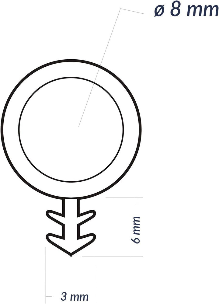 DQ-PP SCHLAUCHDICHTUNG | schwarz | 10 Meter | TPE Gummi | STD-03 | Schlauchdurchmesser: 8mm Nutbreit