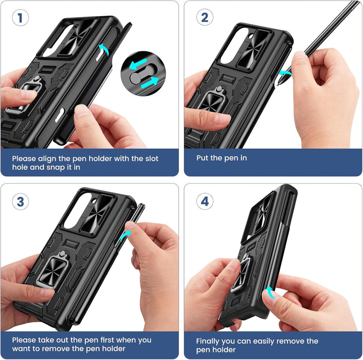 Doeshine Hülle Samsung Galaxy Z Fold 5 mit S Pen Slot & Magnetisch Ständer, Kameraschutz, Ganzkörper