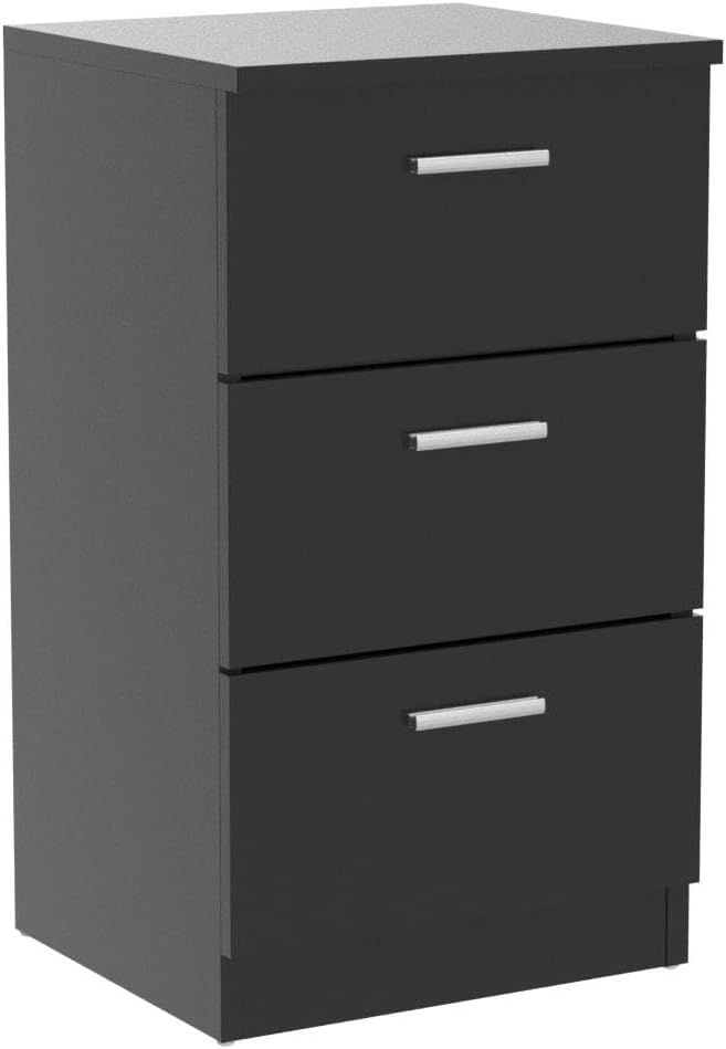 COSTWAY 2er Set Nachttisch mit 3 Schubladen, Nachtschrank für Boxspringbett, Nachtkommode, Nachtkons
