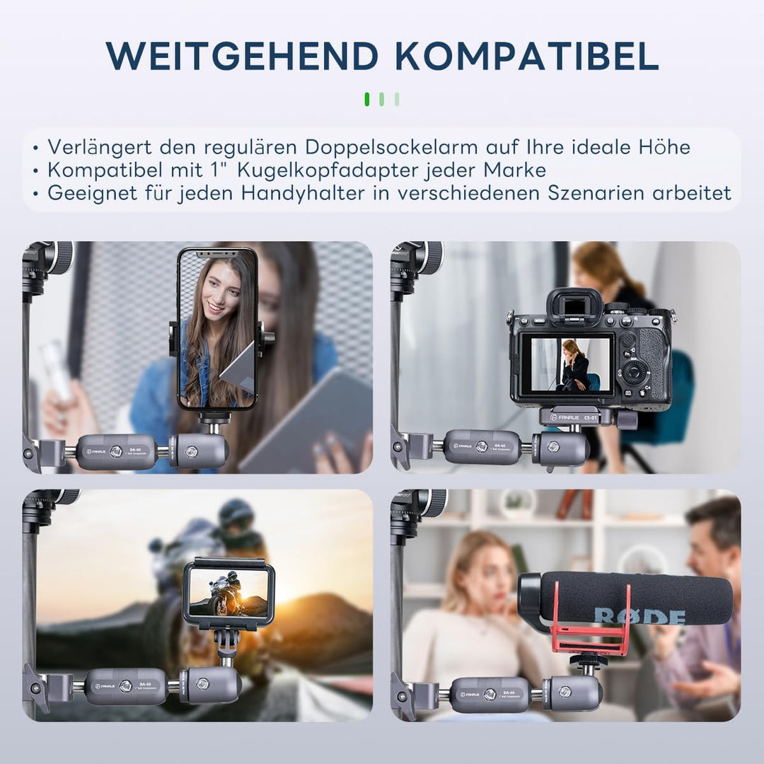 FANAUE Aluminiumlegierung Verbindungsarm mit 1 Zoll Kugeladapter kompatibler mit RAM Halterung B Grö