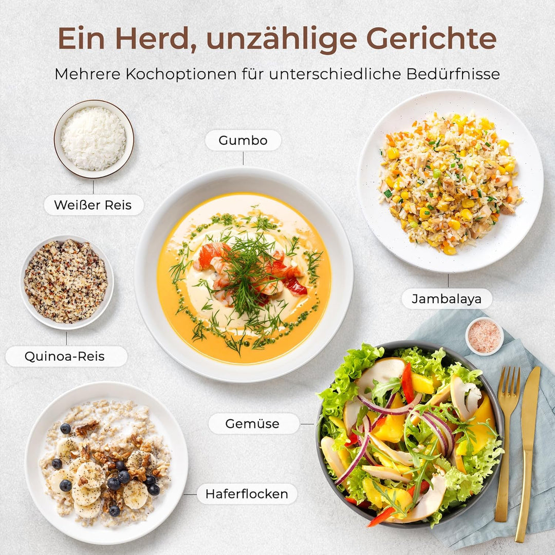 TOKIT Reiskocher Klein Pro 1,5L Mini aber Multifunktionen mit Display-Touch-Taste für 1-3 Personen K