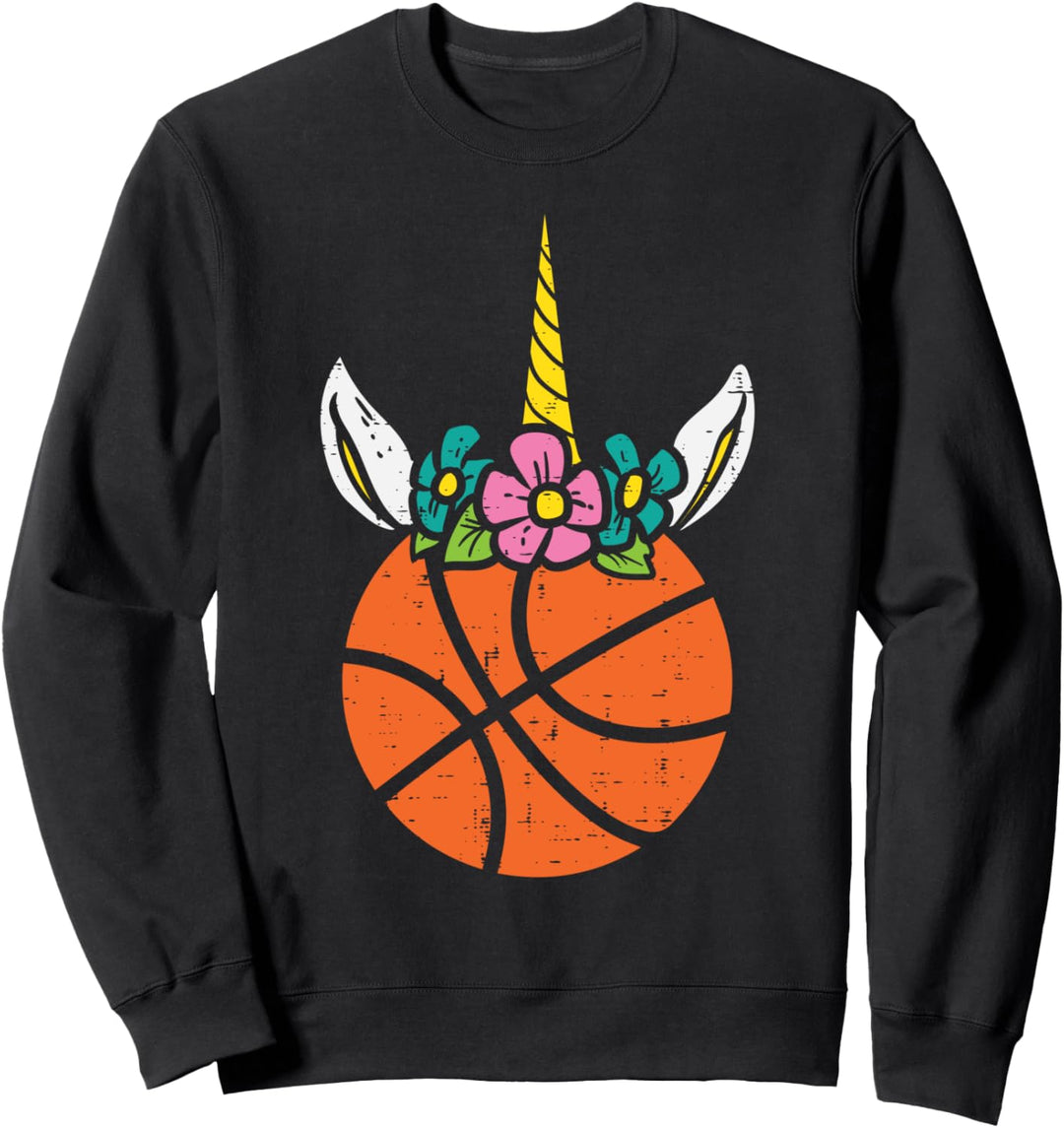 Einhorn-Kopf-Basketball, süsser Sportspieler, Kinder, Mädchen, Damen Sweatshirt