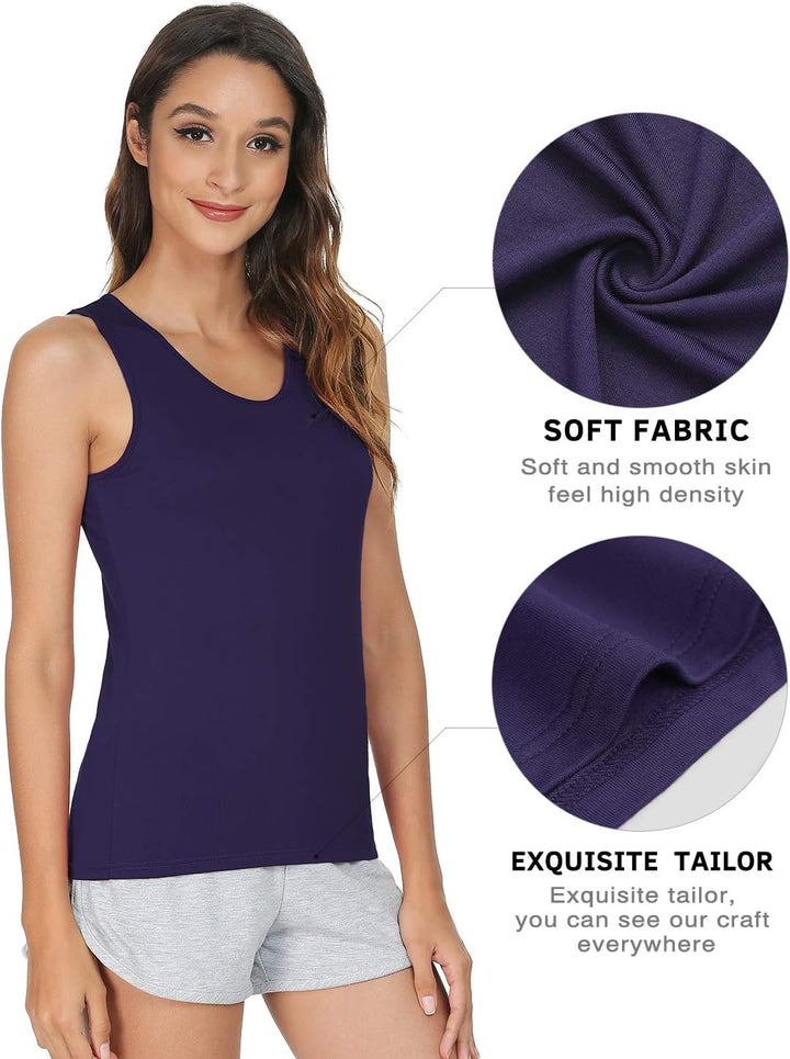 vislivin Elastische Tank Tops für Damen Unterhemden 3/4er Pack S 3er Pack - Schwarz/Grau/Dunkelblau,