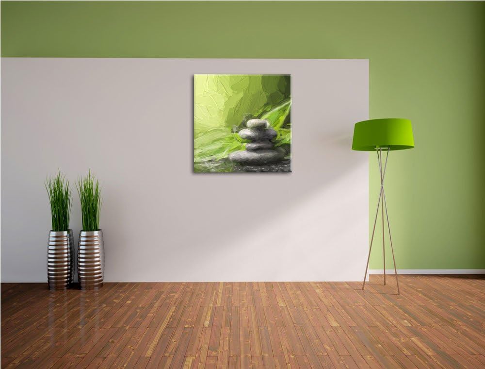 Pixxprint Zen Steinturm, Format: 70x70 auf Leinwand, XXL riesige Bilder fertig gerahmt mit Keilrahme