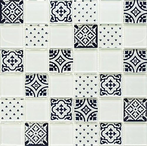 Mosaik Quadrat Crystal Optik Weiss Glasmosaik Transluzent Transparent 3D, Mosaikstein Format: 48x48x