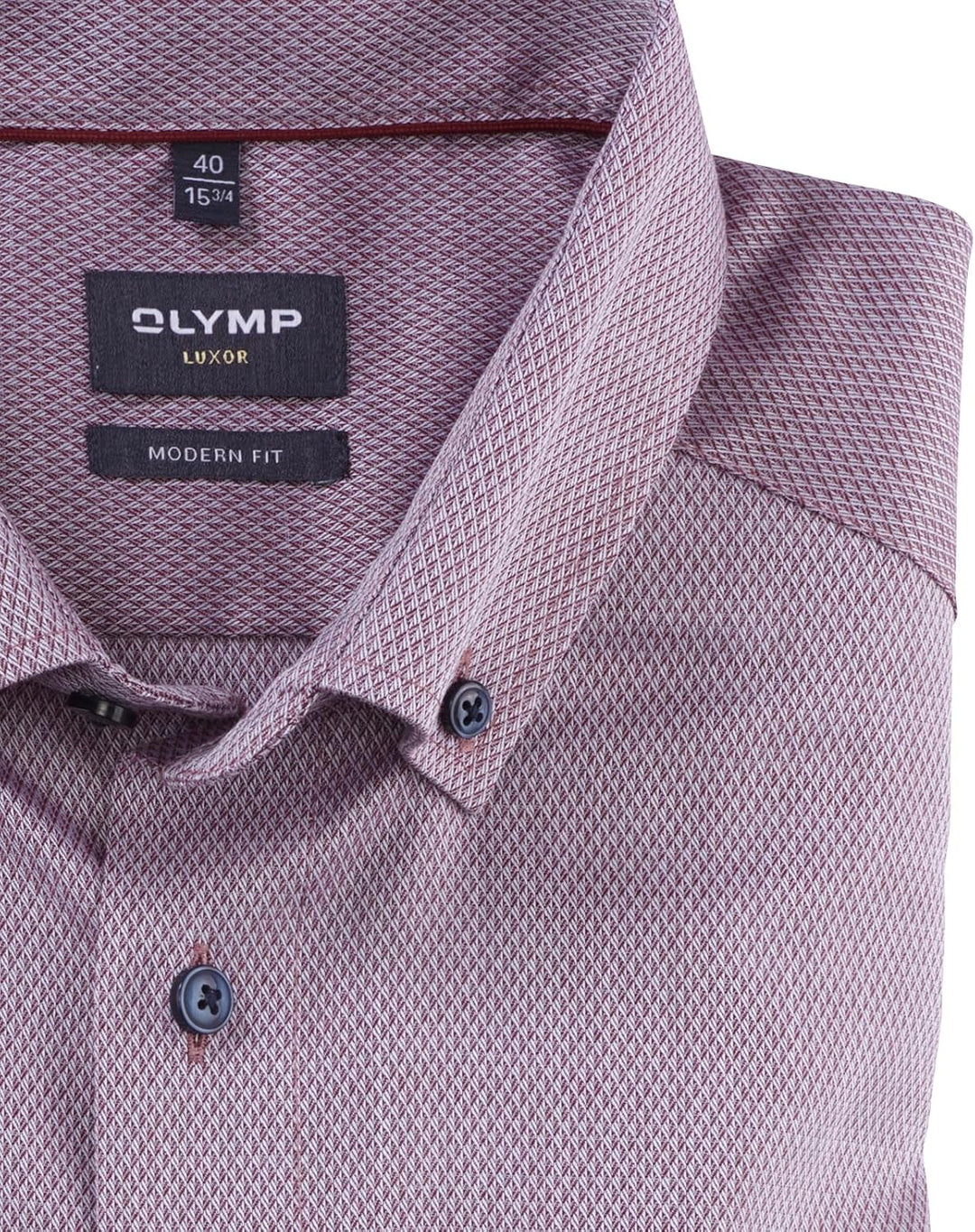 OLYMP Herren Businesshemd Langarm Luxor,Einfarbig,modern fit,Button-Down-Kragen 40 EU Dunkelrot 39,