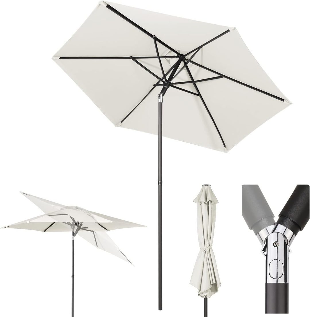 Sekeyยฎ 180cm Sonnenschirm | Gartenschirm fรผr Terrasse,Balkon & Garten,Windfest Kippbar Creme UPF 50+