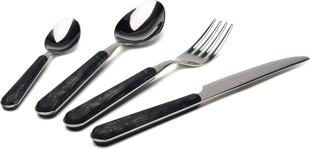 Excelsa Wood Tafelbesteck 24-teilig, Edelstahl Schwarz, Schwarz