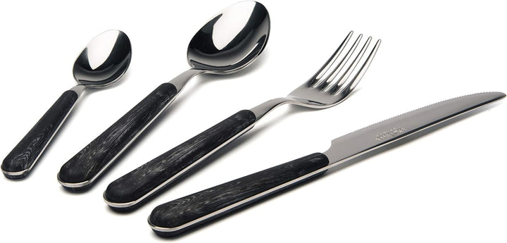Excelsa Wood Tafelbesteck 24-teilig, Edelstahl Schwarz, Schwarz