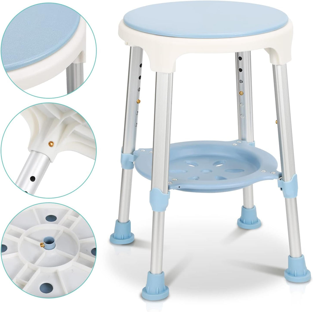 Ansobea Duschhocker für senioren 360°Drehbar Badhocker mit stauraum höhenverstellbar 42-54 cm Duschs