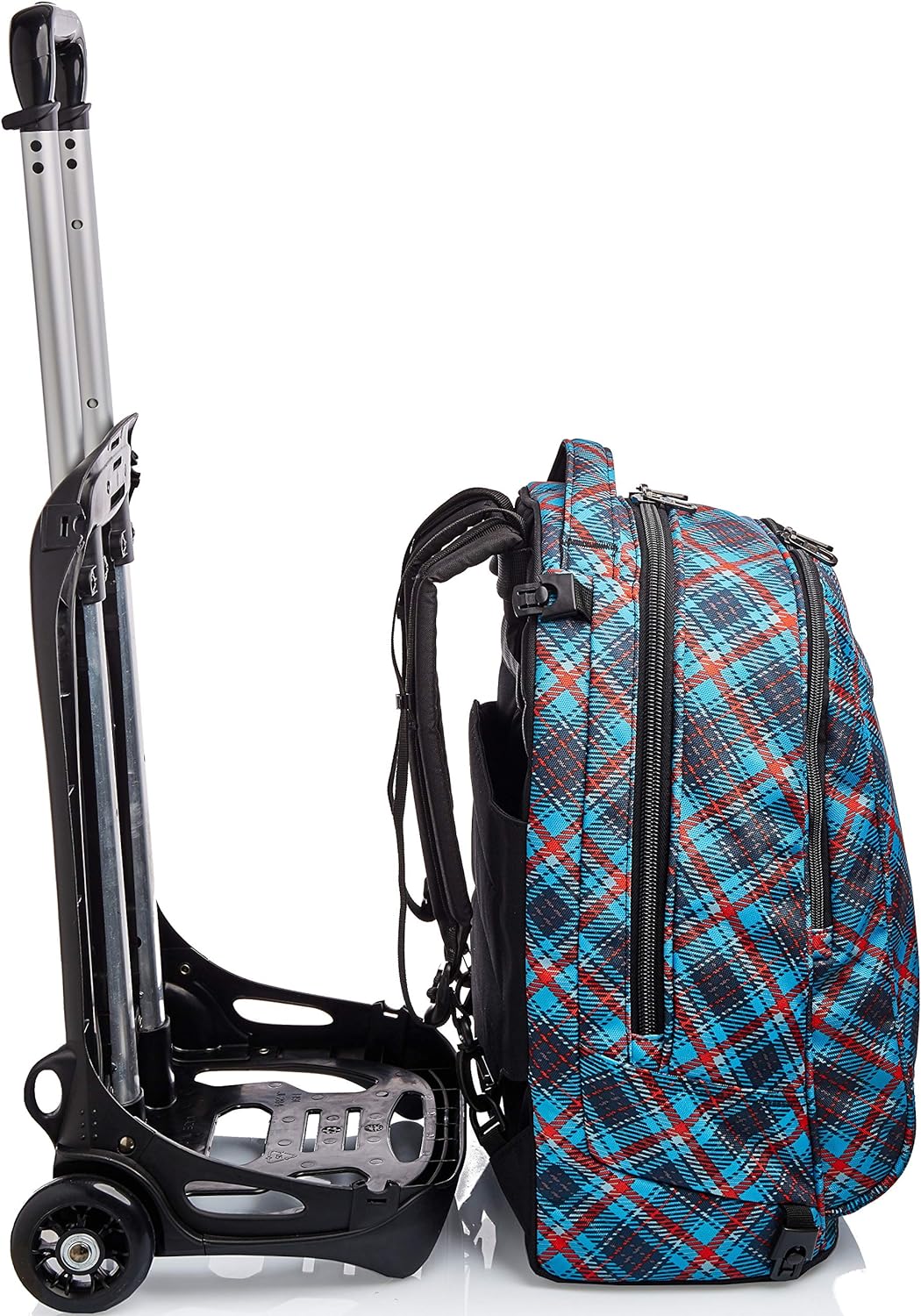Invicta TROLLEY, Rucksack mit Trolleyfunktion, 3 in 1, Schulranzen mit Rollen, Abnehmbarer Rucksack,