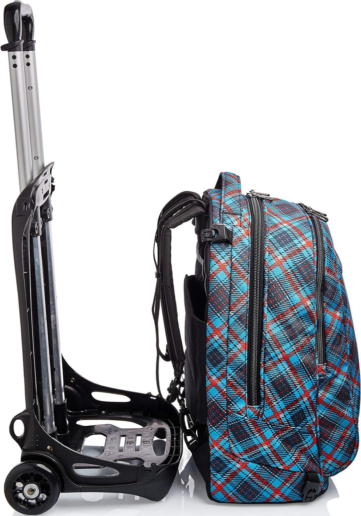 Invicta TROLLEY, Rucksack mit Trolleyfunktion, 3 in 1, Schulranzen mit Rollen, Abnehmbarer Rucksack,