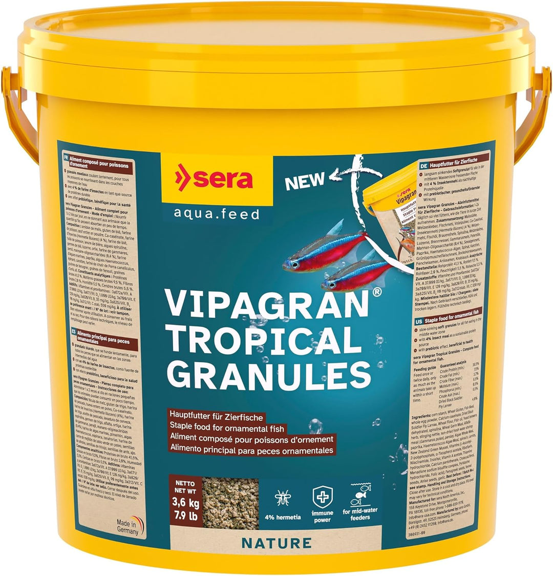 Sera Vipagran Nature 3 kg | Hauptfutter Softgranulat | 4% Hochwertiges Insektenmehl | Gesundes Wachs