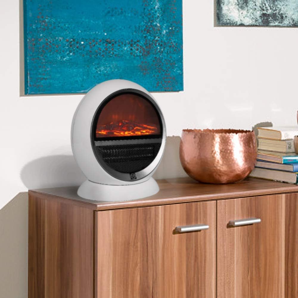 Deuba Heizlüfter Kamin Optik Elektrokamin LED Flammen Effekt 2 Heizstufen weiss Überhitzungsschutz E