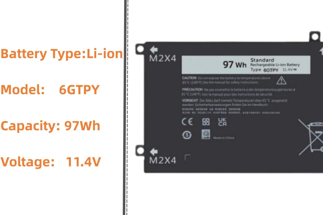 PUGASR 6GTPY Laptop Akku Kompatibel mit Dell XPS 15 9550 9560 9570 7590 Precision 5510 5520 5530 554