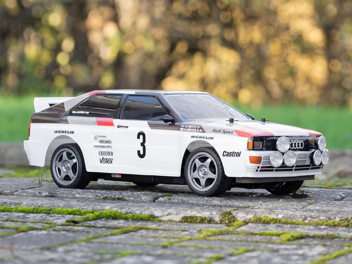 TAMIYA TAM58667 58667 Audi 300058667-1:10 RC Quattro Rally A2 (TT-02), ferngesteuertes Auto/Fahrzeug