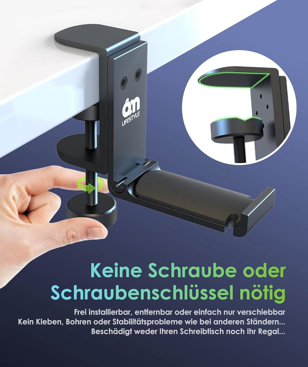 6amLifestyle Faltbar Headset Ständer,Kopfhörerhalter aus Aluminium,Universal Tisch Kopfhörer Ständer