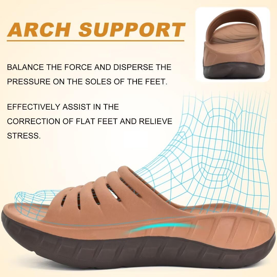 KuaiLu Recovery Sandalen Herren Bequeme Plantarfasziitis Schlappen Orthopädische Offene Zehen Männer