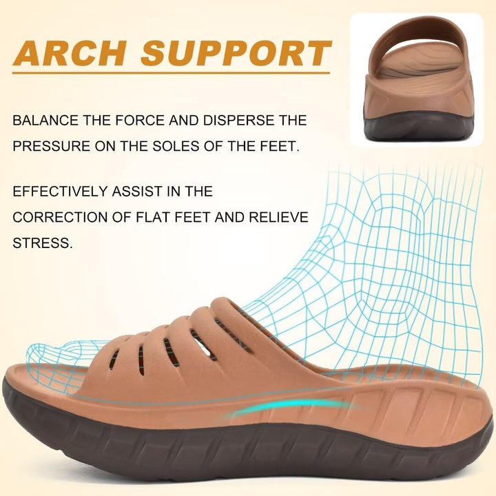 KuaiLu Recovery Sandalen Herren Bequeme Plantarfasziitis Schlappen Orthopädische Offene Zehen Männer