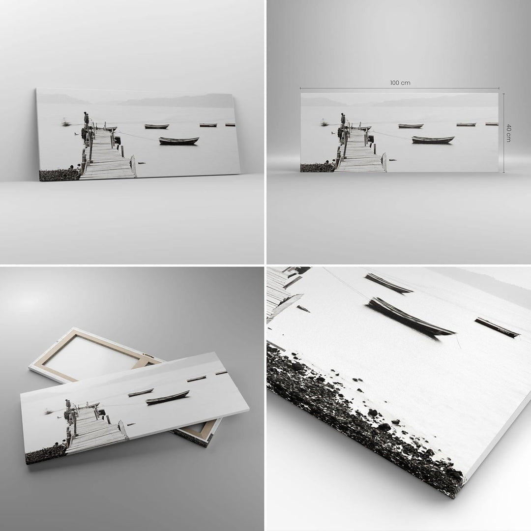 Panorama Bilder auf Leinwand 100x40cm Leinwandbild Fussgängerbrücke See hongkong Gross Wanddeko Bild