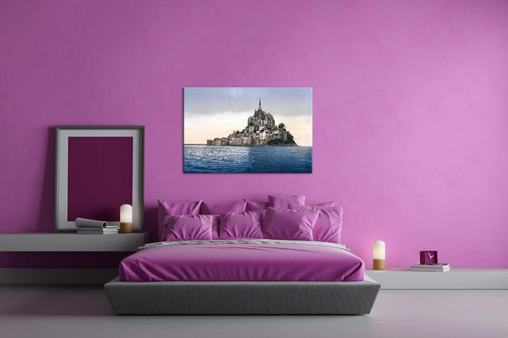 deyoli Küste von Mont St Michel Format: 100x70 als Leinwandbild, Motiv fertig gerahmt auf Echtholzra