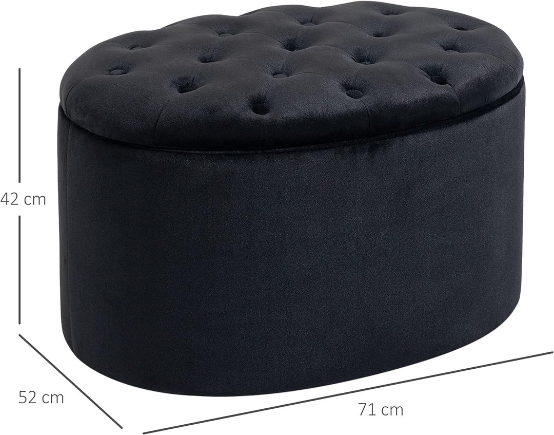 HOMCOM Sitzbank Polsterbank mit Stauraum Truhenbank Ovale Form Flur Schlafzimmer Wohnzimmer samtarti