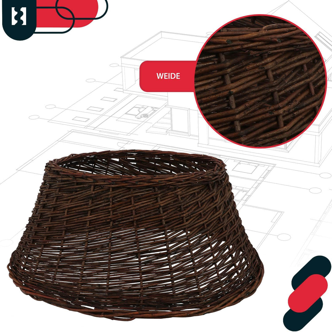 KOTARBAU® Weihnachtsbaum Rock aus Weide Ø 60 cm, Dunkel Braun Christbaumständer aus Rattan Natur, We