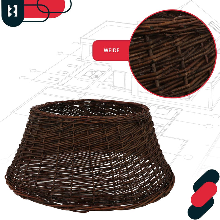 KOTARBAU® Weihnachtsbaum Rock aus Weide Ø 60 cm, Dunkel Braun Christbaumständer aus Rattan Natur, We