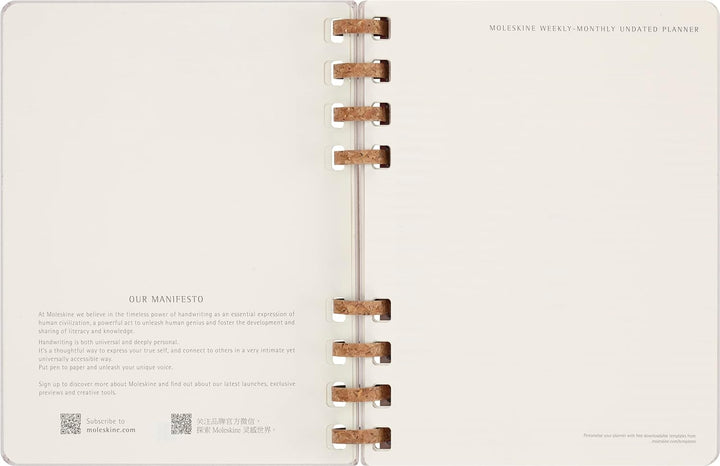 Moleskine Undatierter Monatsplaner, 12-Monats-Spiralplaner mit Festem Einband, Grösse: XL 20 x 25 cm