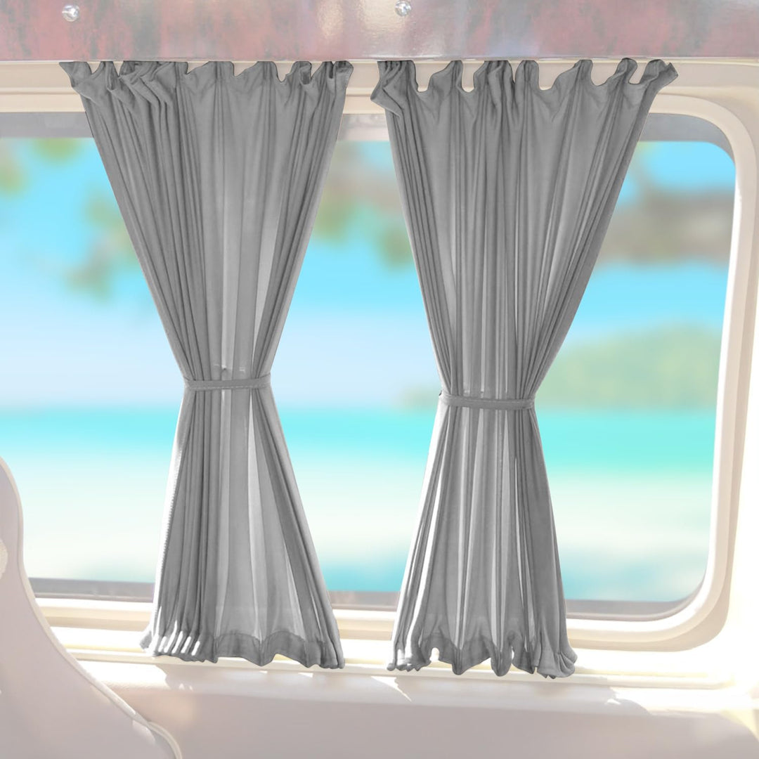 OMAC Sonnenschutzgardine MAss Gardinen Vorhänge Kompatibel mit Ford Transit 2006-2014 | Langer Grau